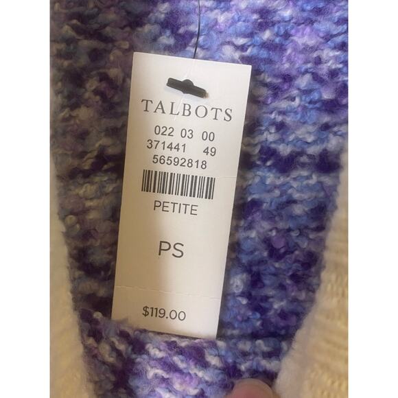 Talbots Fair Isle Purple Cream Zig Zag Wool Blend Sweater Warm Size Petite Small - Picture 5 of 10